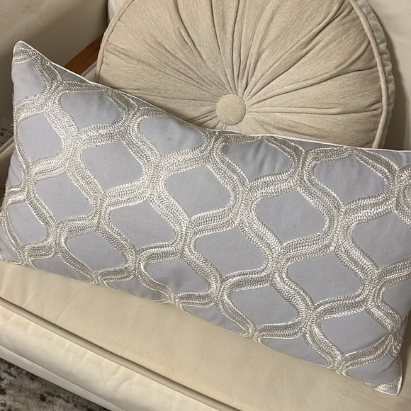 Light Blue & Cream Throw Pillow, 11” x 21” - Picture 1 of 6